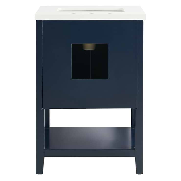 Sheraton 24" Navy Vanity with Pure White Quartz Top and Ceramic Basin