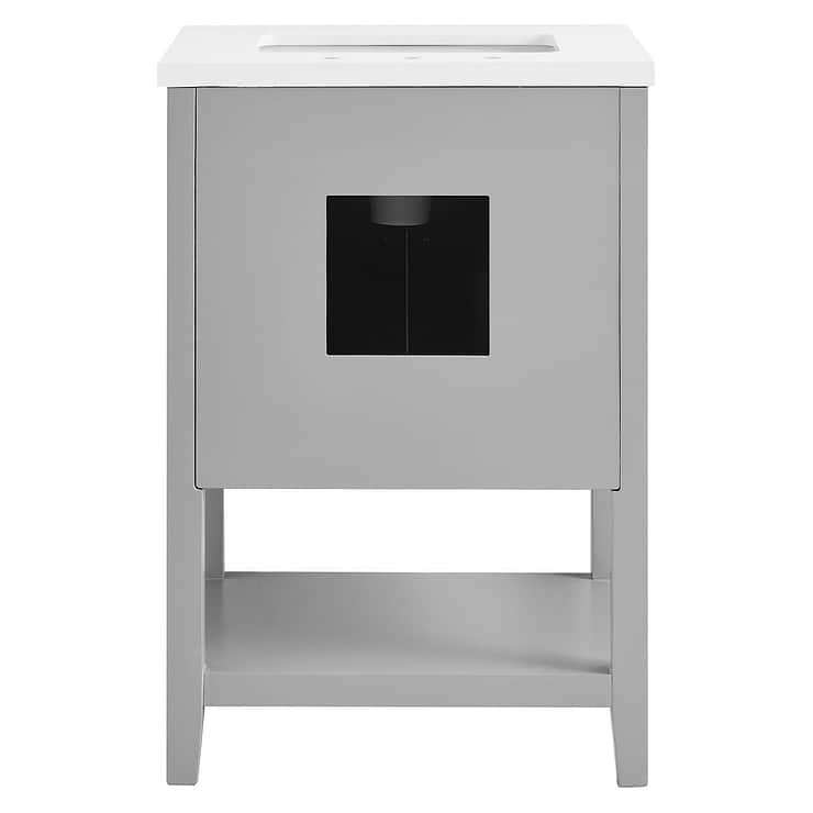 Sheraton 24" Gray Vanity with Pure White Quartz Top and Ceramic Basin