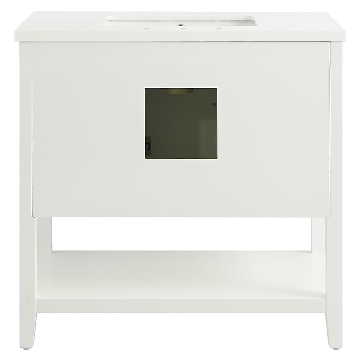 Sheraton 36" White Vanity with Pure White Quartz Top and Ceramic Basin