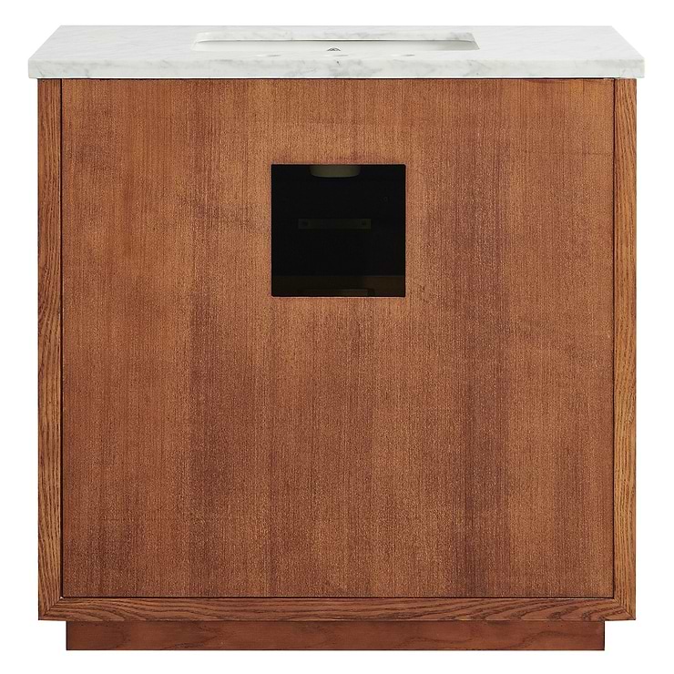 Marilyn 36" Woodgrain Vanity with Carrara Marble Top and Ceramic Basin