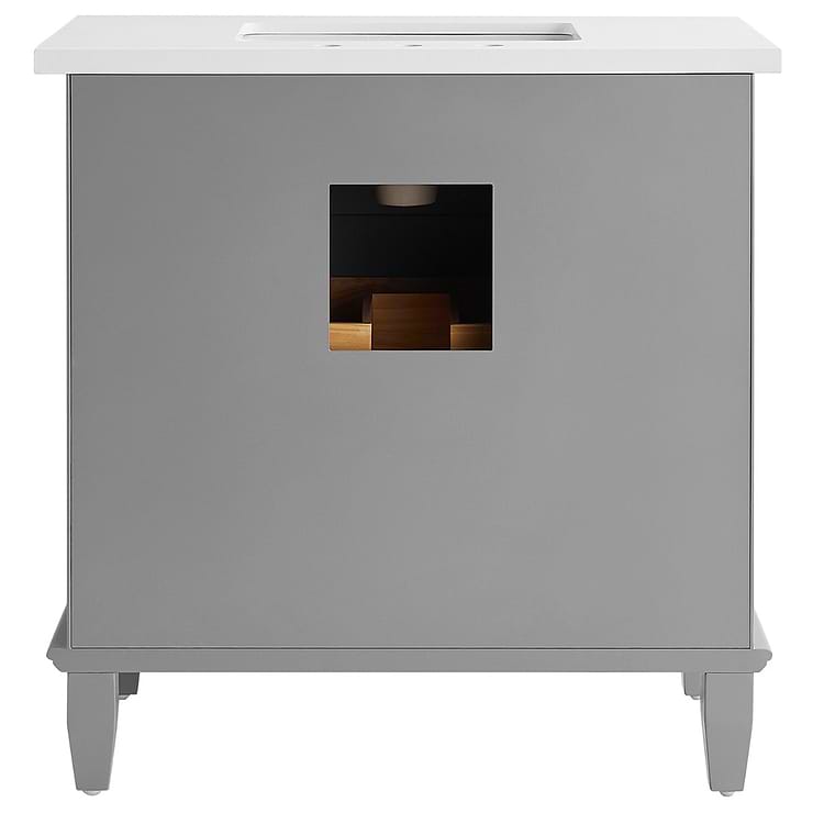 Nora 36" Gray Vanity with Pure White Quartz Top and Ceramic Basin