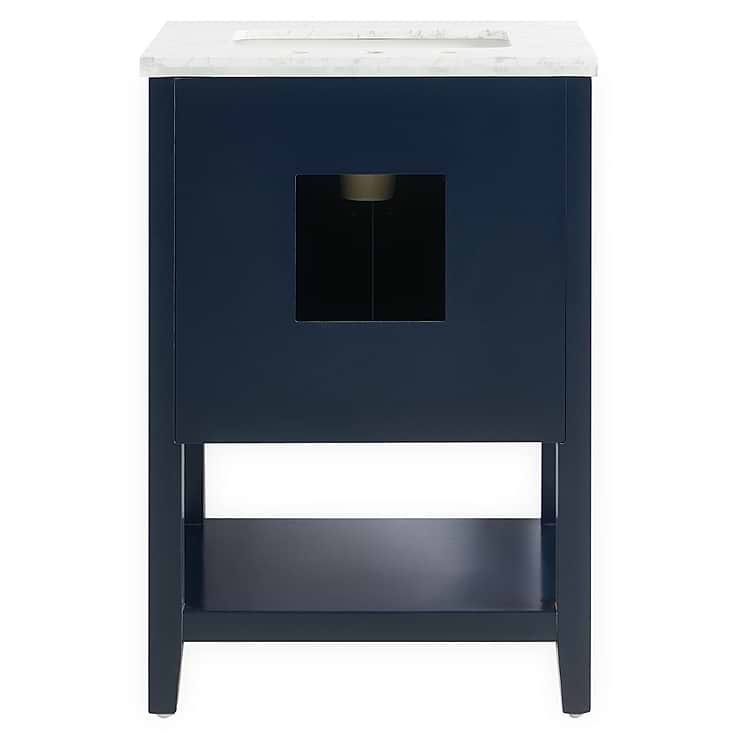 Sheraton 24" Navy Vanity with Carrara Marble Top and Ceramic Basin