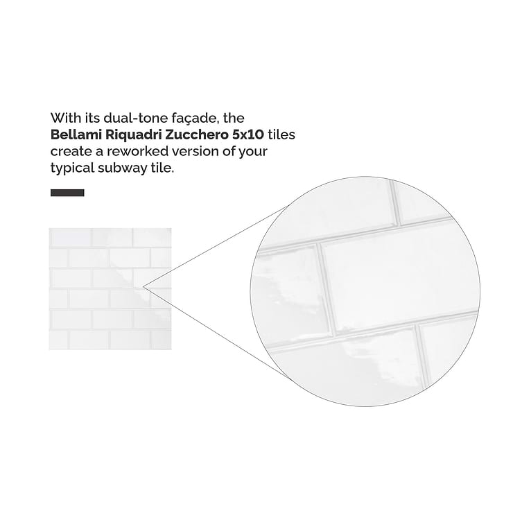 Bellami Bianco White 5x10 Glossy Ceramic Wall Tile