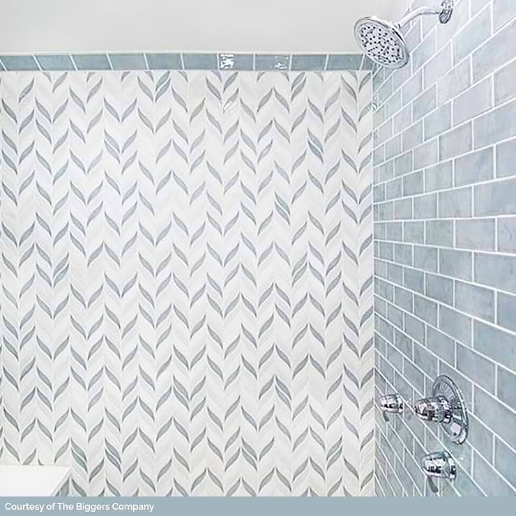 Nabi Sprig Arctic Blue Marble & Crackled Glass Tile