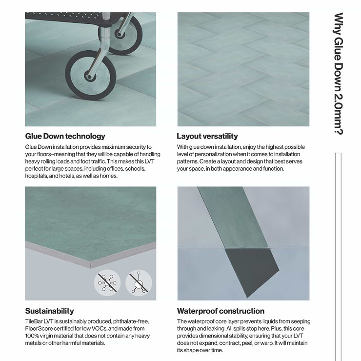 Bond LVT Indio Blue 12x24 Glue Down Luxury Vinyl Tile 