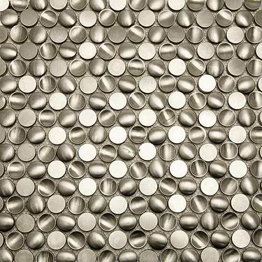Metallo Cirque Stainless 3/4" Penny Round Matte Metal Mosaic Tile - Sample
