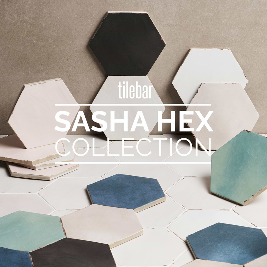 Sasha Hex Sorrentine Nero 6" Matte Porcelain Hexagon Tile