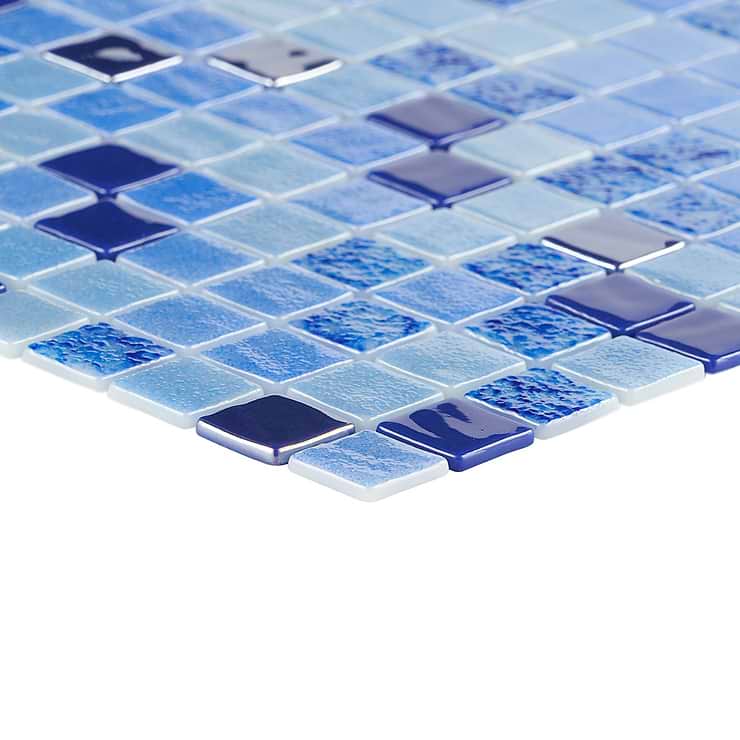 Swim Siesta Blue Sky 1x1 Polished Glass Mosaic Tile