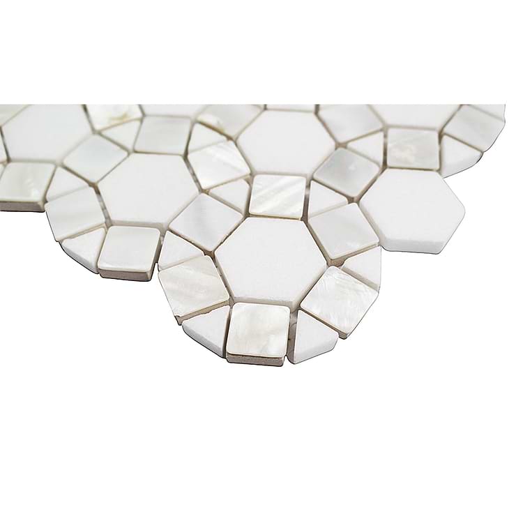 Victoria Pearl White Thassos Marble and Pearl Shell Tile