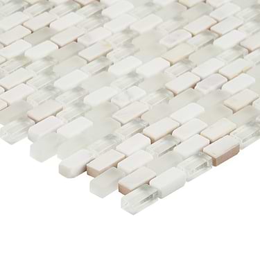 Paragon Pearl Lace Gray 1x1 Brick Marble & Glass Mosaic