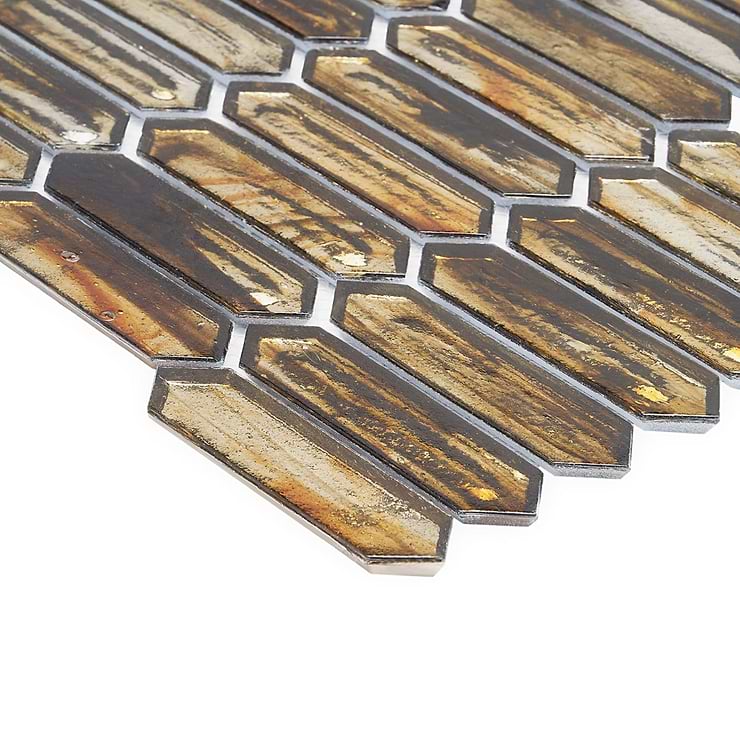 Komorebi Picket Golden Honey 1x3 Polished Glass Mosaic Tile
