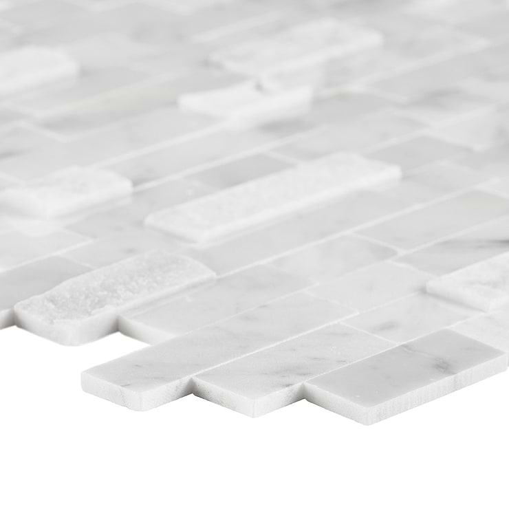 Mini Brick LPS White Peel & Stick Self Adhesive Polished Stone Mosaic Tile