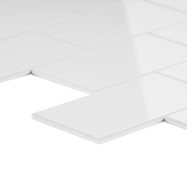 Pure White LPS 2x4 Brick Solid Core Peel & Stick Self Adhesive Polished Tile