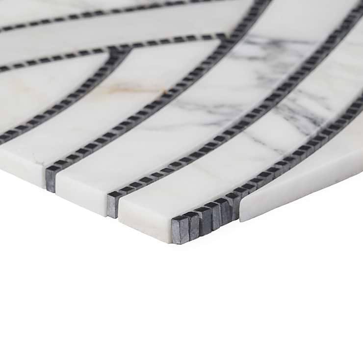 New Palm Beach by Krista Watterworth Leaf White Polished Marble Mosaic