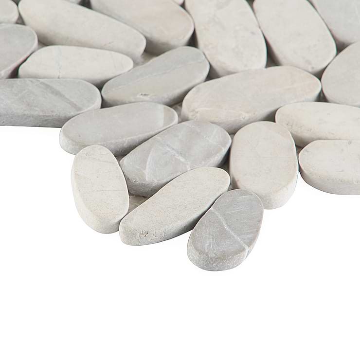 Nature Gray Flat Oval Pebble Mosaic 