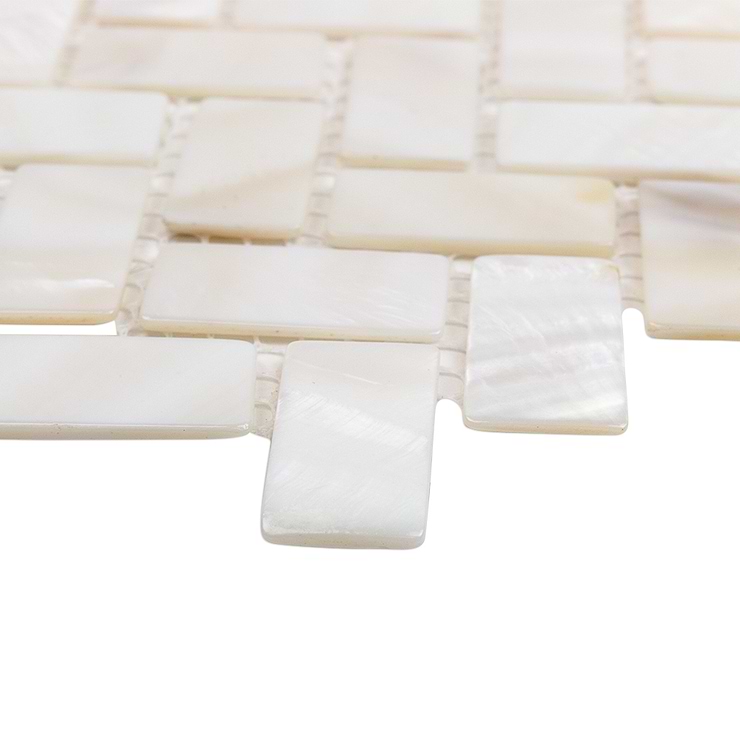 Oyster White Pearl Herringbone Tile