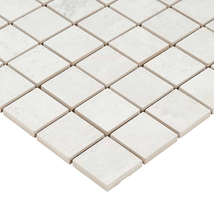Basic Travertine Cotton White 2x2 Matte Porcelain Mosaic Tile