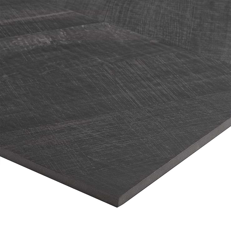Kenridge Chevron Black 24x48 Matte Porcelain Wood Look Tile