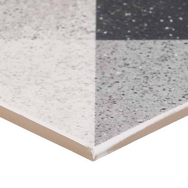 Art Geo by Elizabeth Sutton Terrazzo Deco Charcoal Gray 8x8 Matte Porcelain Tile: Pattern 2