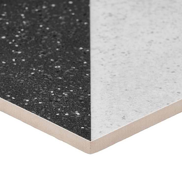 Art Geo Terrazzo Dos Charcoal Gray by Elizabeth Sutton 8x8 Matte Porcelain Tile