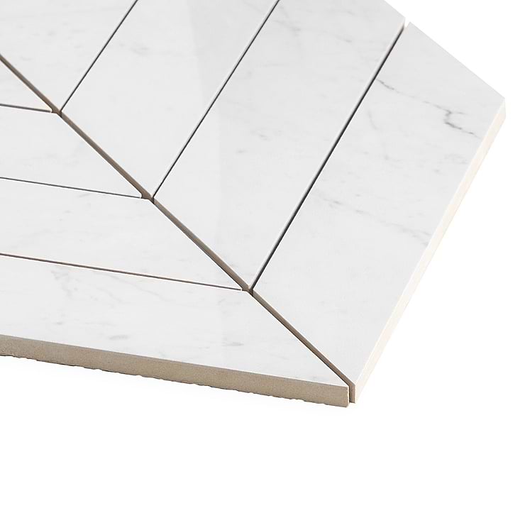 DreamStone Carrara Giola 2x8 Chevron Polished Porcelain Mosaic