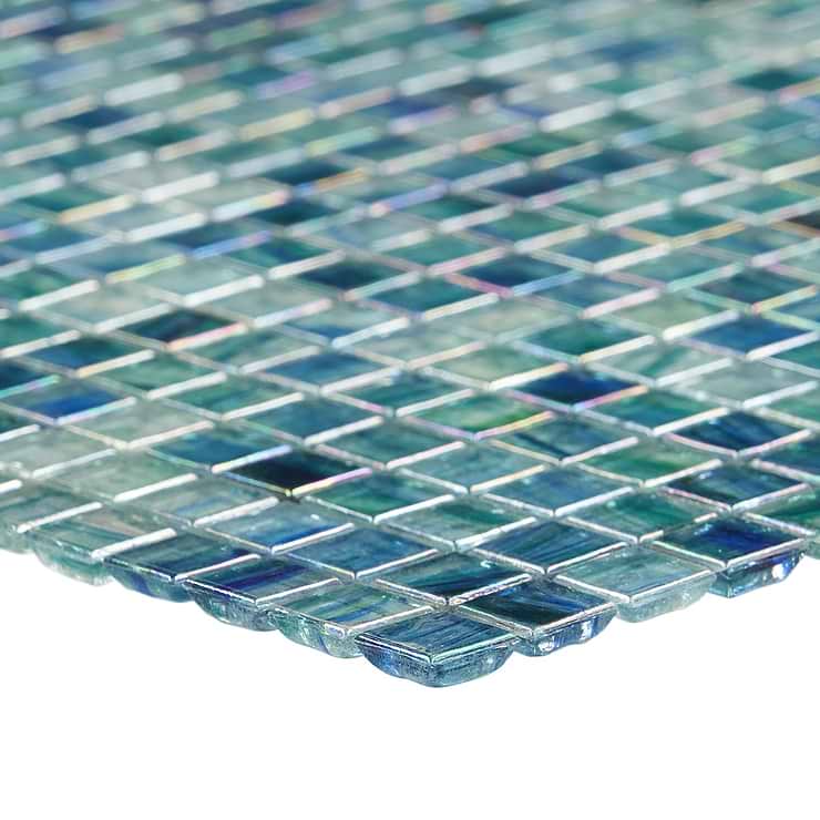 Celeste Summery Bloom Green Glass Polished Mosaic Tile