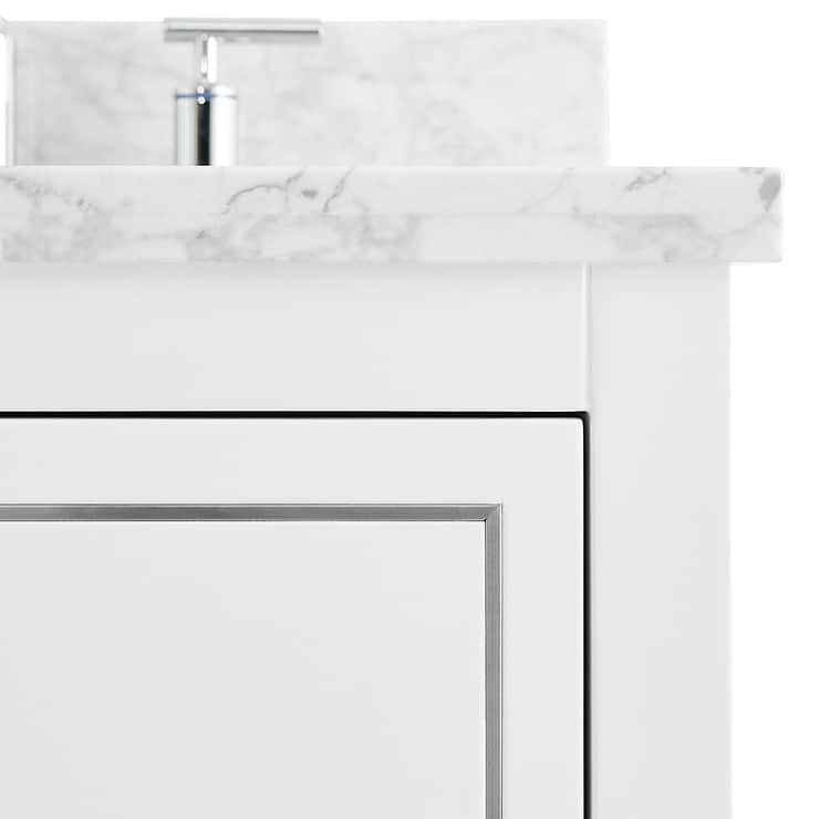 Province White and Silver 24" Single Vanity with Carrara Marble Top 