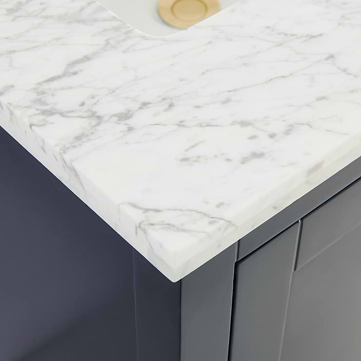 Sheraton 24" Navy Vanity with Carrara Marble Top and Ceramic Basin