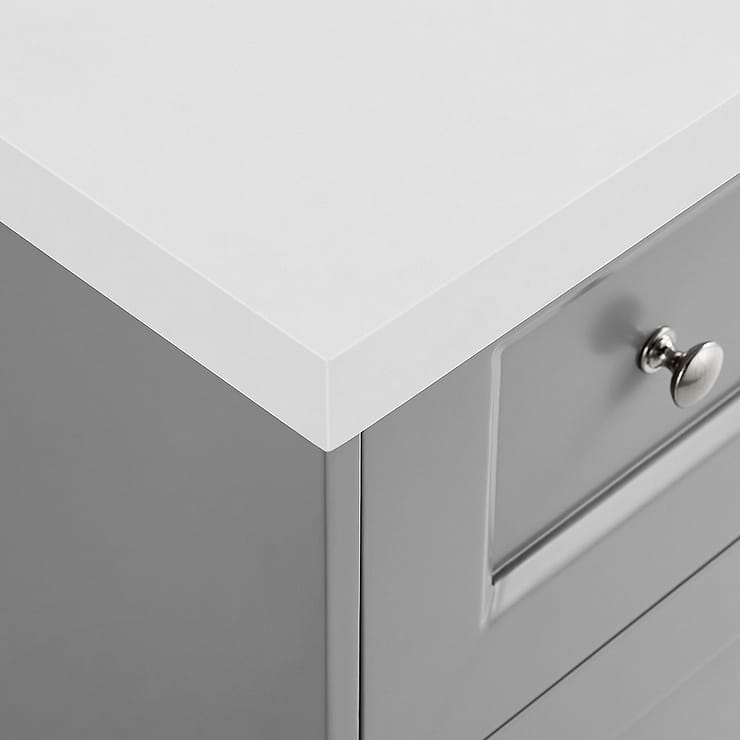 Nora 24" Gray Vanity with Pure White Quartz Top and Ceramic Basin
