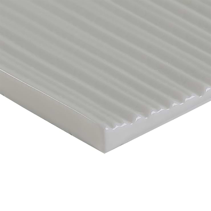 Nabi Blanco White 4.5x9 Fluted Ridged Polished Glass Tile