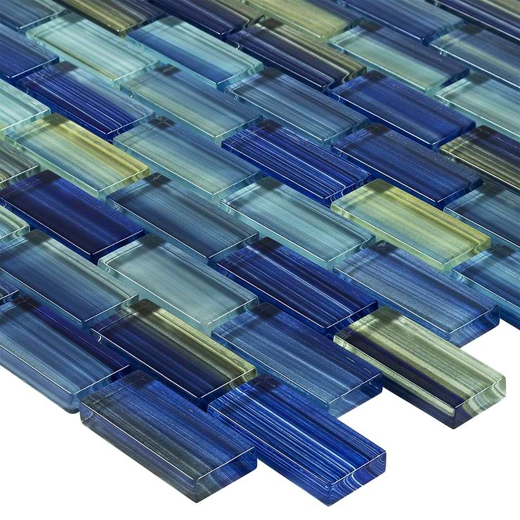 Watercolors Blue 1x2 Glass Brick Mosaic