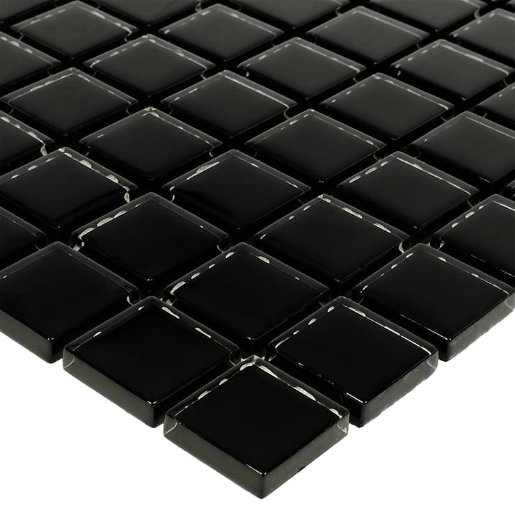 Watercolors Black 1x1 Glass Mosaic