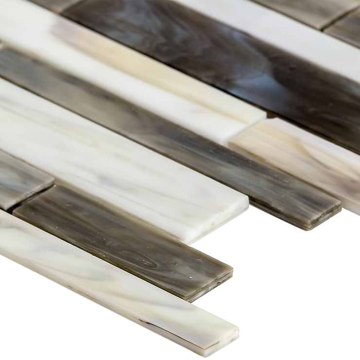 Matchstix Rainstorm Multicolor Glass Polished Mosaic Tile