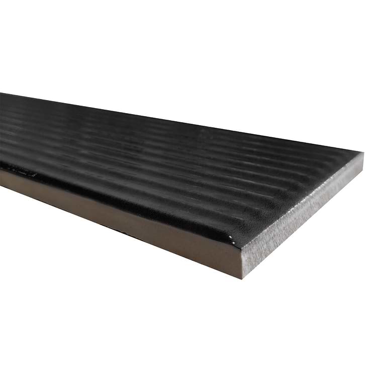Stacy Garcia ArtBlock Fluted Nero 4x16 Glossy Porcelain Tile