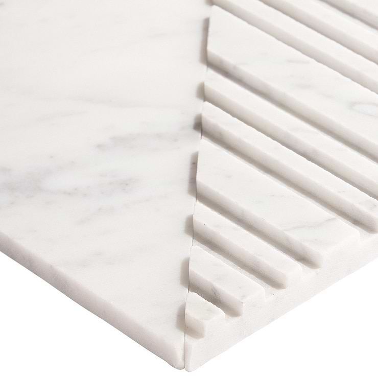 Barcode by Michael Habachy Medio Carrara White 8x8 Textured 3D Honed Marble Tile
