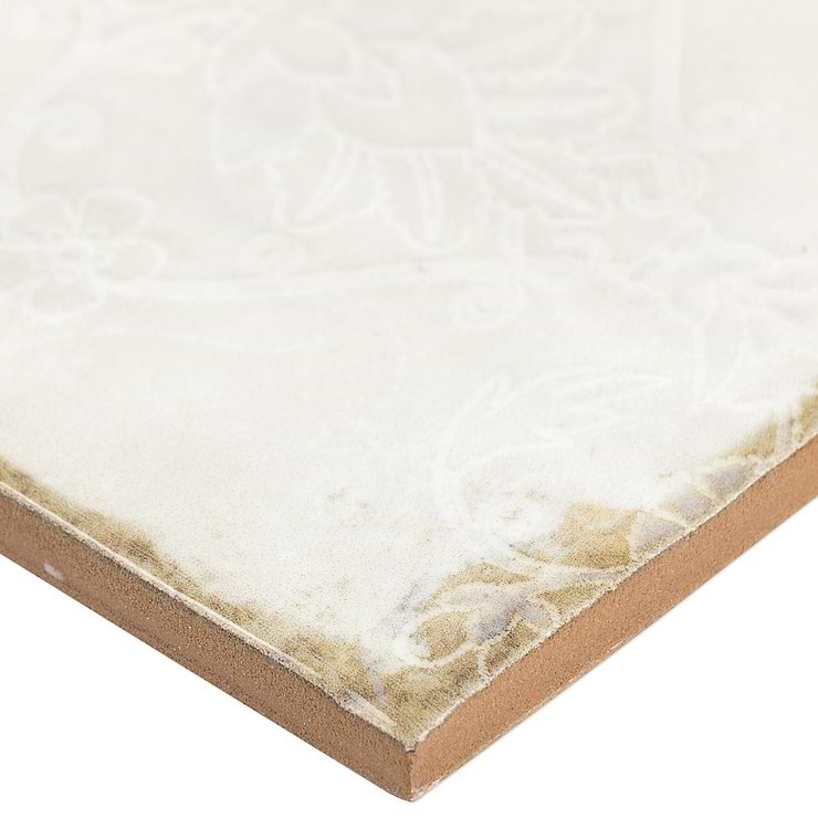 Angela Harris Dunmore Tirreno Decor 8x8 Polished Ceramic Wall Tile, White and Beige