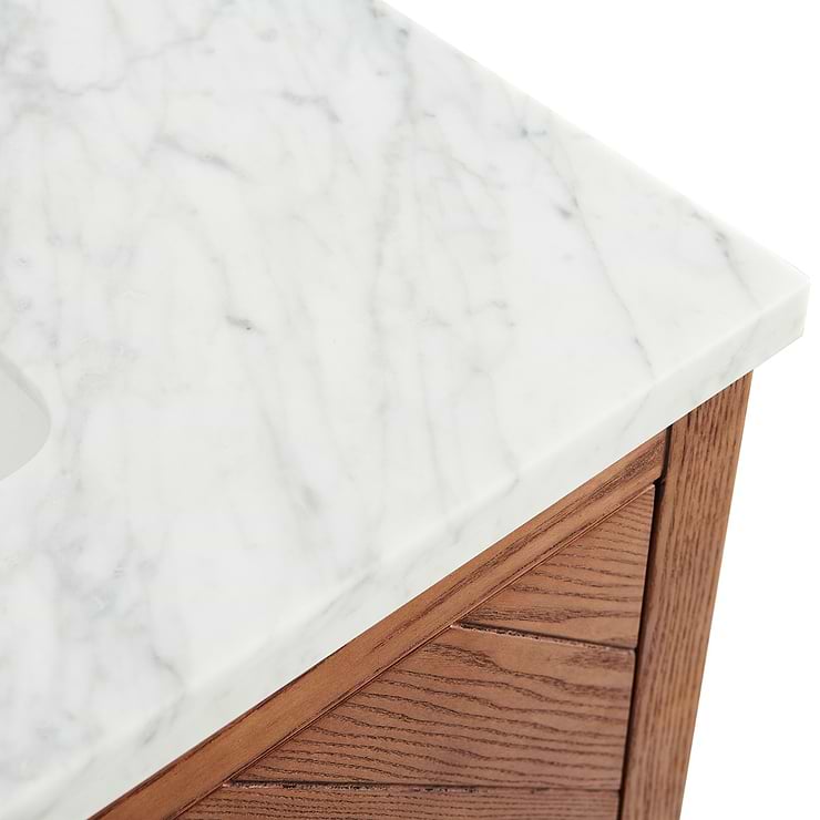 Marilyn 36" Woodgrain Vanity with Carrara Marble Top and Ceramic Basin