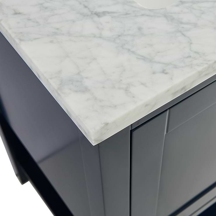 Sheraton 30" Navy Vanity with Carrara Marble Top and Ceramic Basin