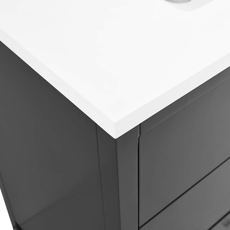 Iconic 36" Black and Gold Vanity with Pure White Quartz Top and Ceramic Basin
