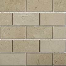 Crema Marfil Beige 2x4 Brick Beveled Marble Stone Polished Mosaic Tile