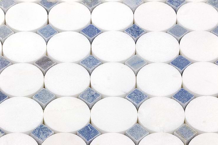 Kinetic Satellite Thassos & Blue Macauba Marble Tile 