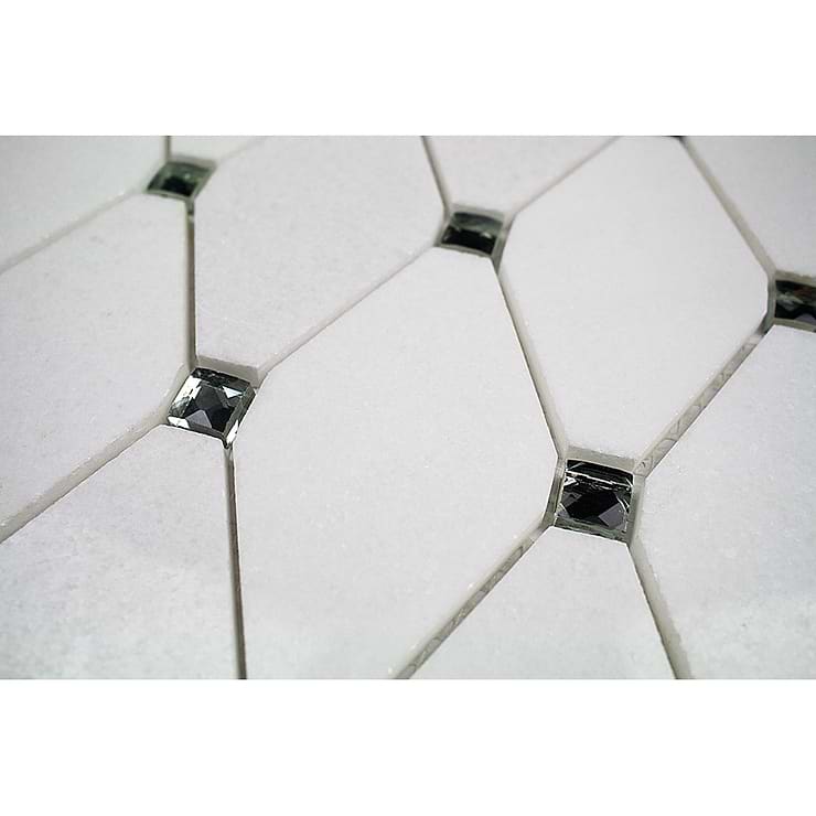 Paradigm Diamond White Thassos and Mirror Marble and Glass Tile