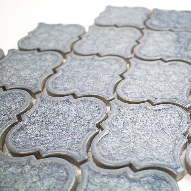 Brisk Blue Arabesque Glass Tile 