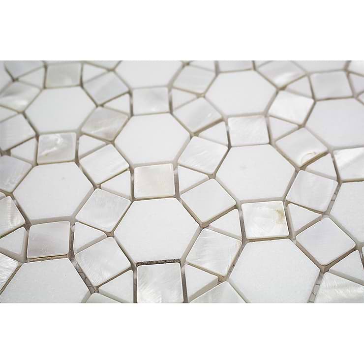 Victoria Pearl White Thassos Marble and Pearl Shell Tile