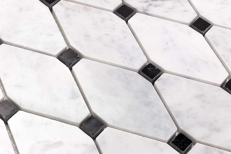 Octave Carrara With Black Dot Marble Tile 