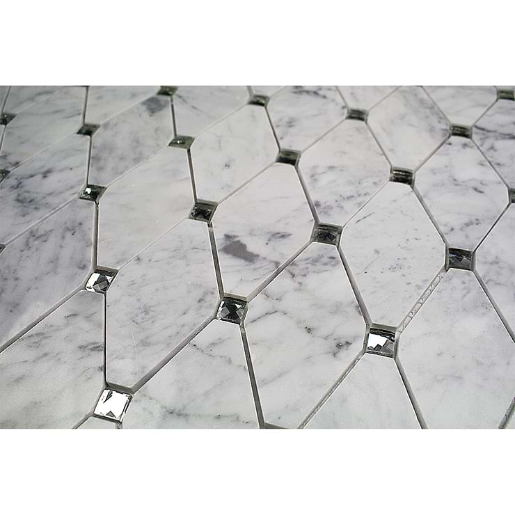 Paradigm Diamond White Carrera and Mirror Marble and Glass Tile