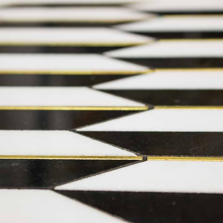 Gatsby Gold Nero And Thassos With Brass Line Marble Tile