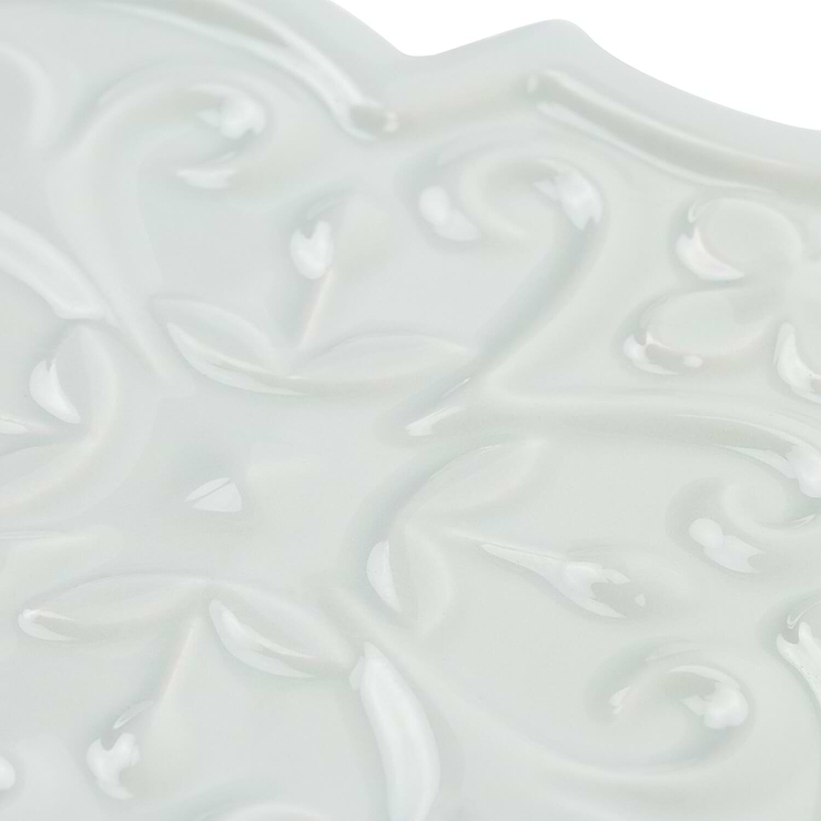 Byzantine Florid Arabesque Alice Blue Ceramic Wall Tile
