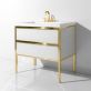 Element White and Brass 30" Single Vanity with Integrated Top