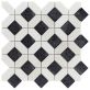 Cleopatra Diamond Pepper Black Terrazzo and Bianco White Marble Polished Mosaic Tile